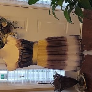 Parameter sleeveless dress sheer fabric fully lined cream yellow gray sz 4 EUC